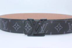 Black Monogram style Leather Belt - Brands Gateway