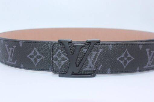 Black Monogram style Leather Belt - Brands Gateway