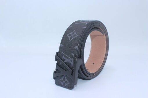 Black Monogram style Leather Belt - Brands Gateway