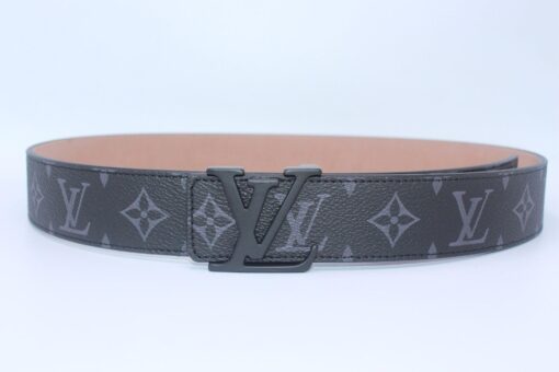 Black Monogram style Leather Belt - Brands Gateway