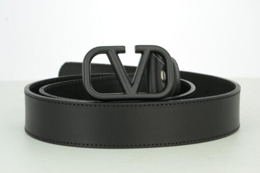 Black V Black Buckle Leather Belt - Brands Gateway