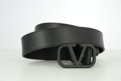 Black V Black Buckle Leather Belt - Brands Gateway