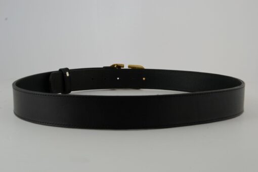 Black V Gold Buckle Leather Belt - Brands Gateway