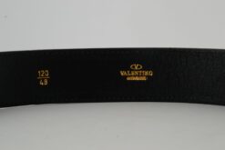 Black V Gold Buckle Leather Belt - Brands Gateway