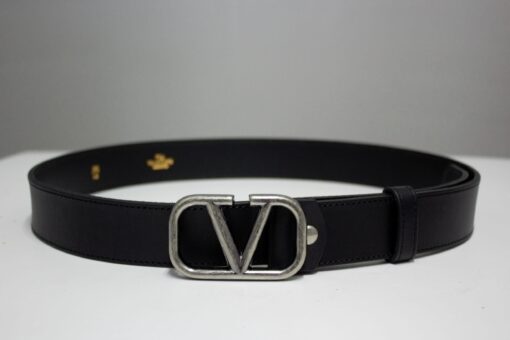 Black V Silver Buckle Leather Belt - Brands Gateway