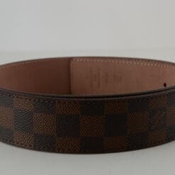 Brown Damier Gold Buckle Leather Belt - Brands Gateway