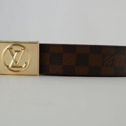 Brown Damier Gold Buckle Leather Belt - Brands Gateway