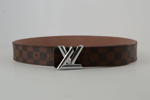 Brown Damier New Silver Buckle Leather Belt - Brands Gateway