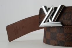 Brown Damier New Silver Buckle Leather Belt - Brands Gateway