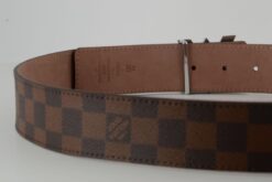 Brown Damier New Silver Buckle Leather Belt - Brands Gateway