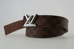 Brown Damier New Silver Buckle Leather Belt - Brands Gateway