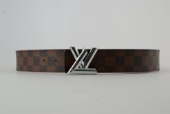 Brown Damier New Silver Buckle Leather Belt - Brands Gateway