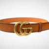 Brown Leather Belt Gold / Silver Buckle 40 mm - Brands Gateway