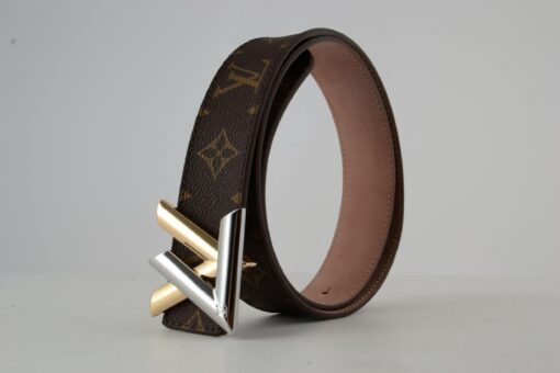 Brown Monogram New Gold & Silver Buckle Leather Belt - Brands Gateway