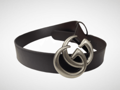Dark Brown Leather Belt Silver Buckle 40 mm - Brands Gateway
