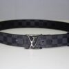 Grey & Black Damier Reversible Leather Belt - Brands Gateway