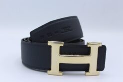H Buckle Belt Reversible Dark Blue&Black Belt - Brands Gateway