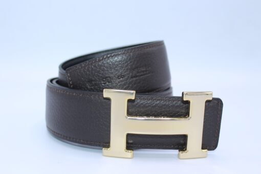 H Buckle Belt Reversible Dark Brown&Black - Brands Gateway