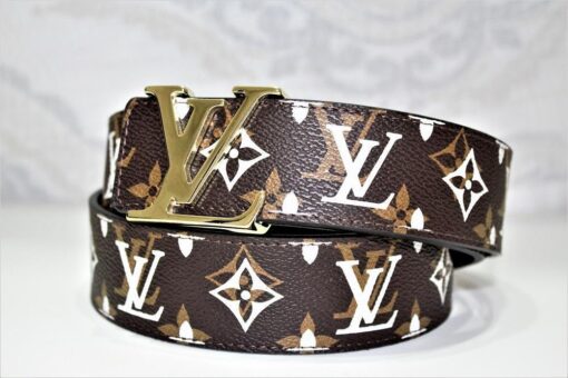 New Brown Monogram style Leather Belt Amazing - Brands Gateway