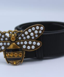 Perfect Bee Figured Black Leather Belt - Brands Gateway