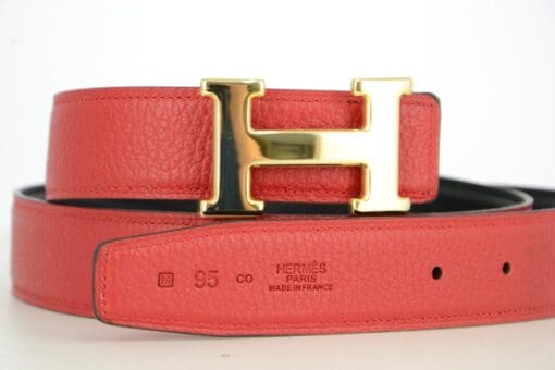 Reversible H Leather Belt Double Color Black & Red - Brands Gateway