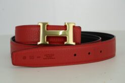 Reversible H Leather Belt Double Color Black & Red - Brands Gateway