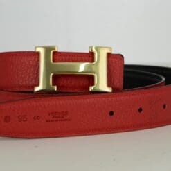 Reversible H Leather Belt Double Color Black & Red - Brands Gateway