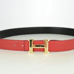 Reversible H Leather Belt Double Color Black & Red - Brands Gateway