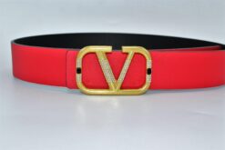 REVERSIBLE V LOGO WITH DIAMOND SIGNATURE BELT IN GLOSSY CALFSKIN 40 MM - Brands Gateway