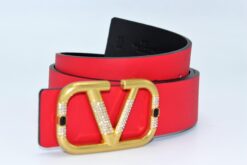 REVERSIBLE V LOGO WITH DIAMOND SIGNATURE BELT IN GLOSSY CALFSKIN 40 MM - Brands Gateway