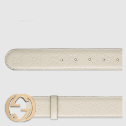 Signature Leather Belt White - Brands Gateway