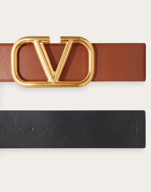 V Gold Buckle Leather Belt 7 CM - Brands Gateway