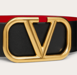 V Gold Buckle Leather Belt 7 CM - Brands Gateway