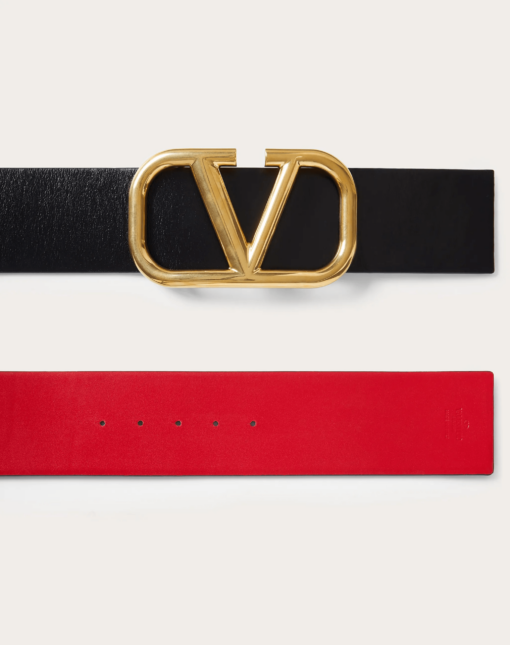 V Gold Buckle Leather Belt 7 CM - Brands Gateway