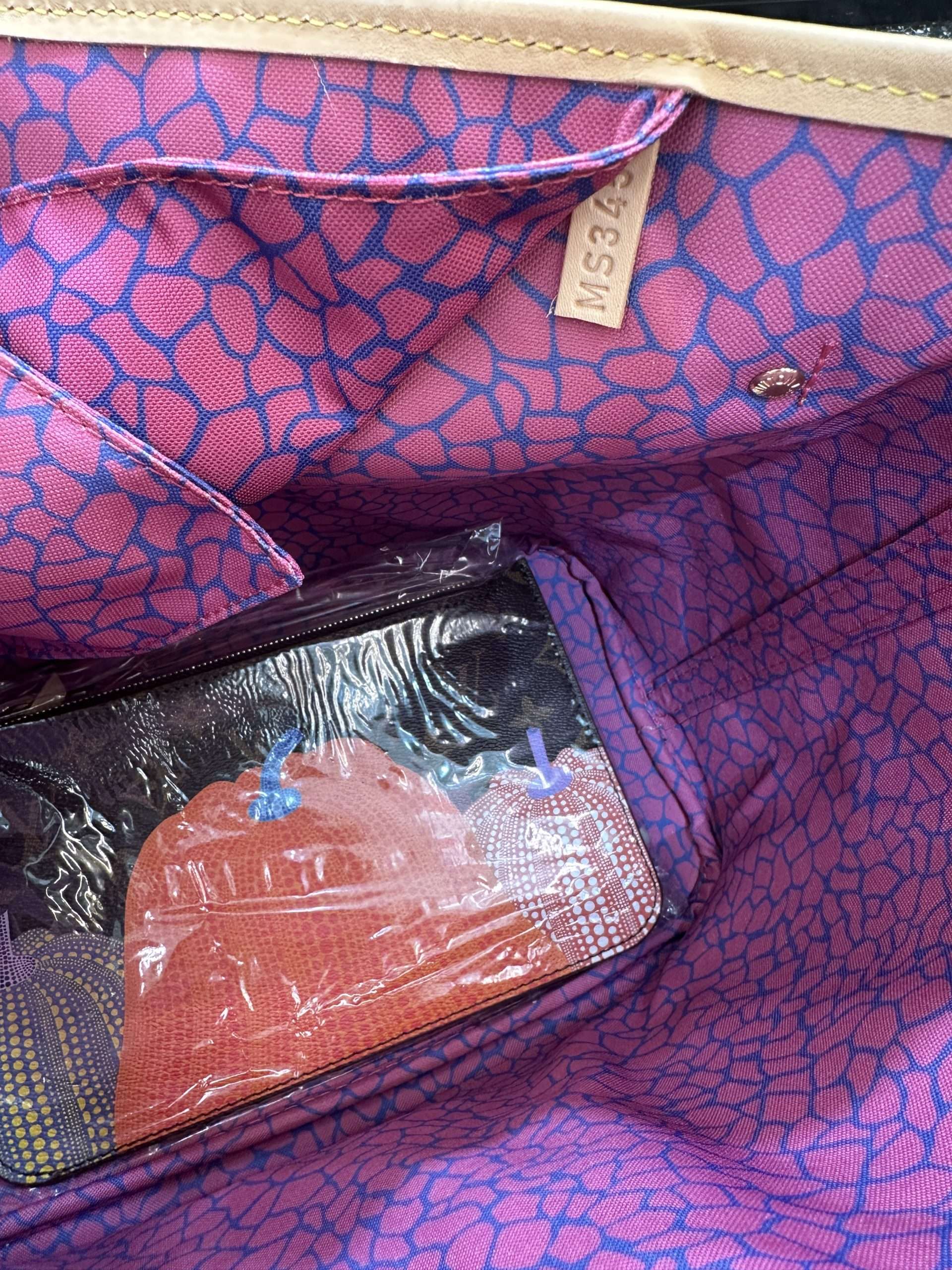 Pumpkin Monogram Neverfull MM style tote bag red interior USA - Image 9