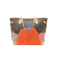 Alternative view of Pumpkin Monogram Neverfull MM style tote bag red interior USA