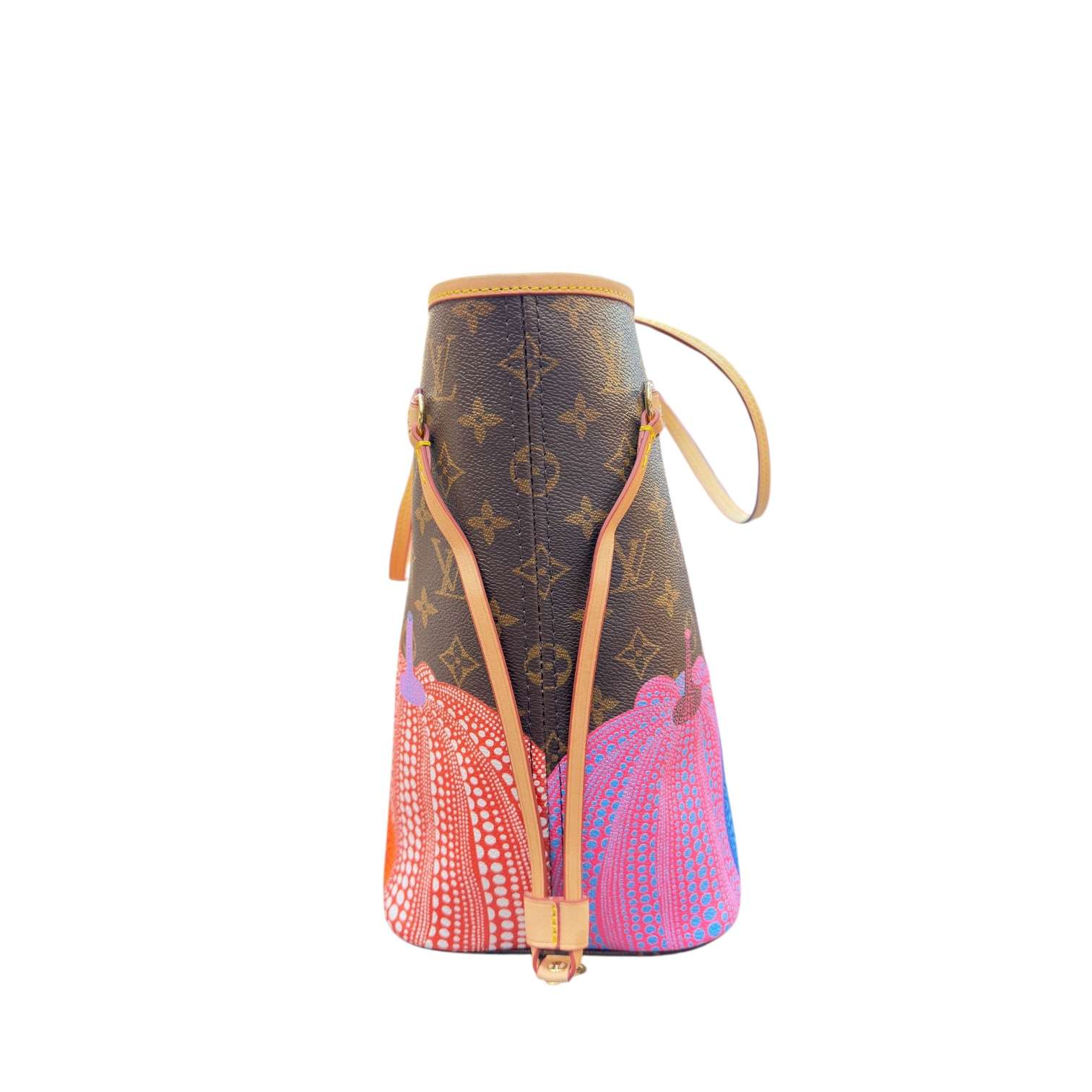 Pumpkin Monogram Neverfull MM style tote bag red interior USA - Image 4