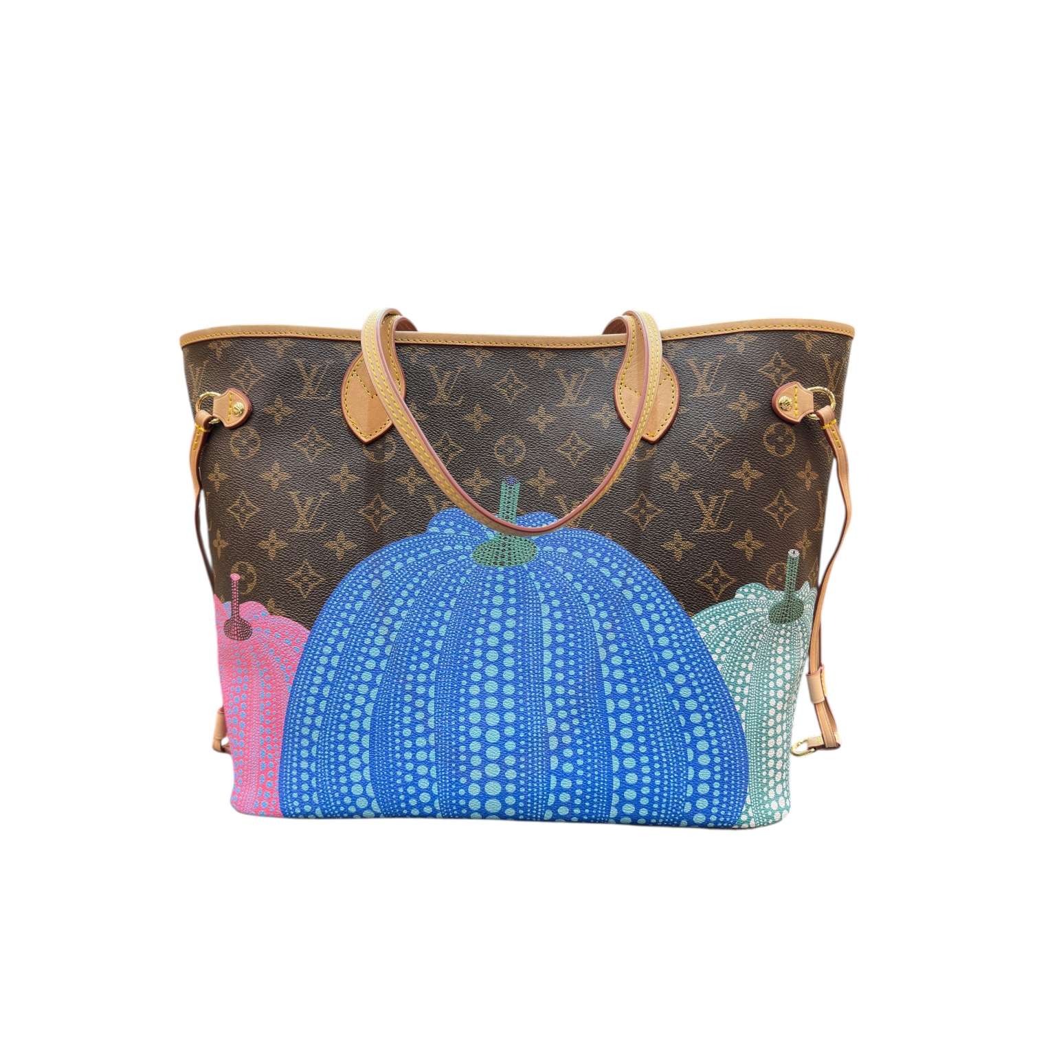 Pumpkin Monogram Neverfull MM style tote bag red interior USA - Image 5