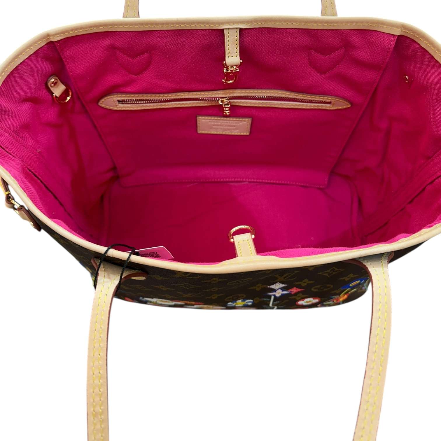 Floral Monogram Neverfull MM Tote Bag (Pink Interior) | BeltActive - Image 3