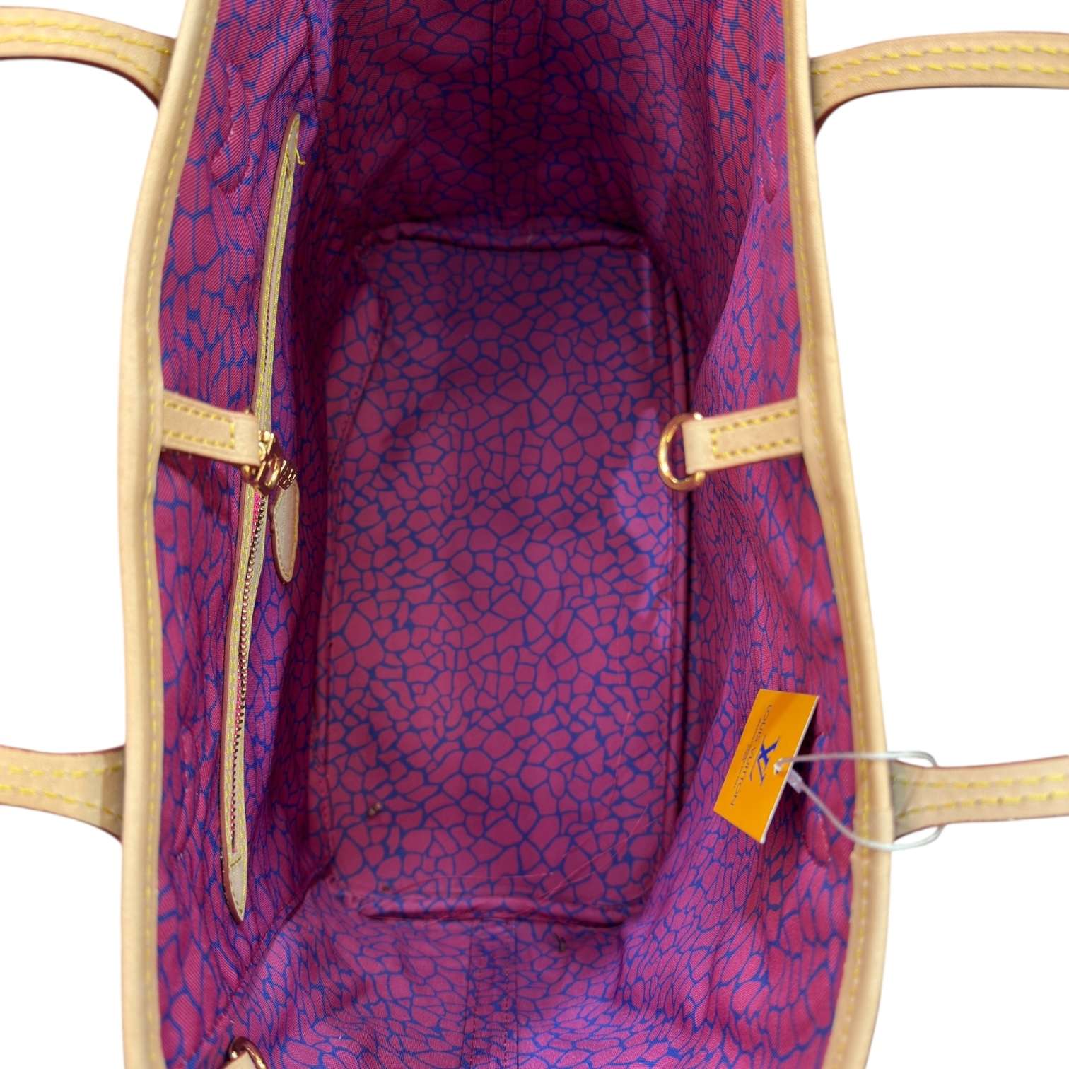 Pumpkin Monogram Neverfull MM style tote bag red interior USA - Image 10