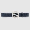 Signature Leather Belt Navy Blue