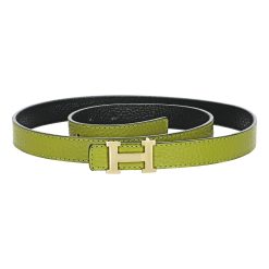 Reversible Buckle Hermès Belt Light Green&Black 20 mm