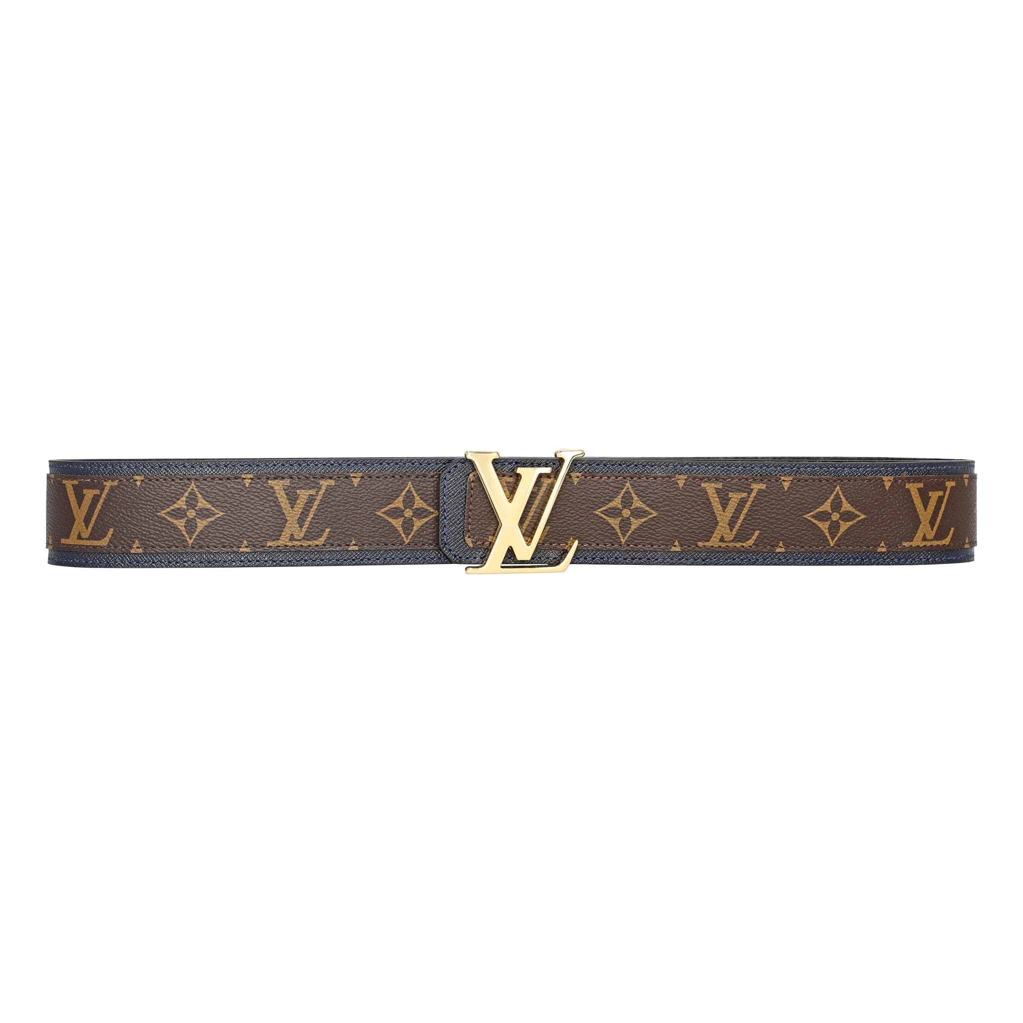 Brown Monogram style Leather Belt Amazing Dark Blue - Image 2