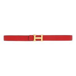 Reversible H Leather Belt Double Color Black & Red