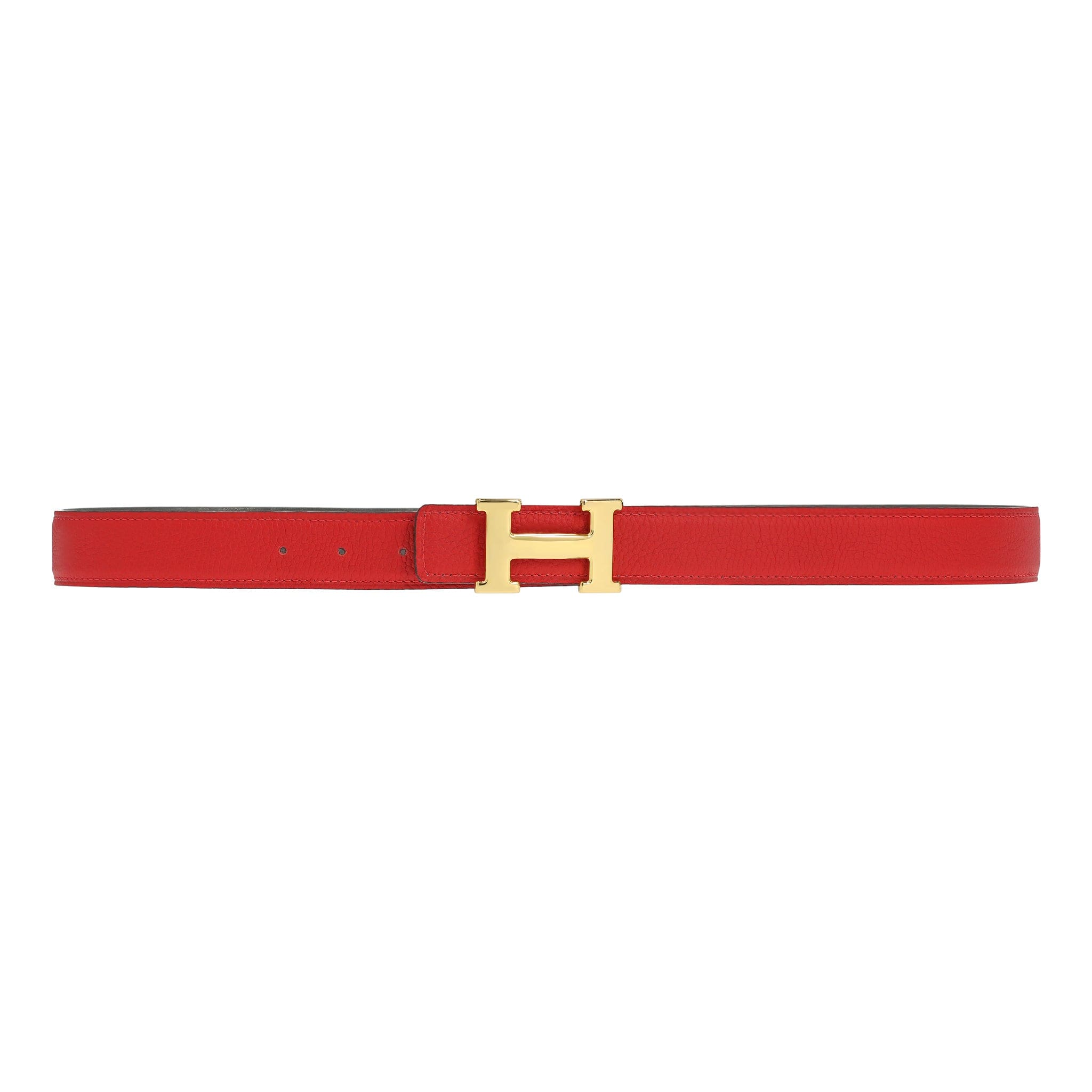 Reversible H Leather Belt Double Color Black & Red