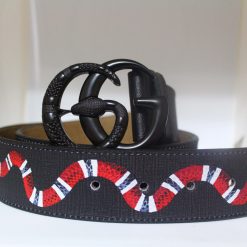 Black Buckle Snake Design Leather