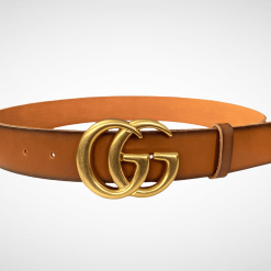 Brown Leather Belt Gold / Silver Buckle 40 mm