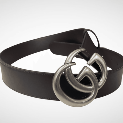 Alternative view of Dark Brown Leather Belt Silver Buckle 40 mm