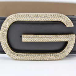 Alternative view of G Diamond Gold Buckle Leather Belt 40mm