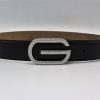 Gucci Diamond Silver Buckle Leather Belt 40mm